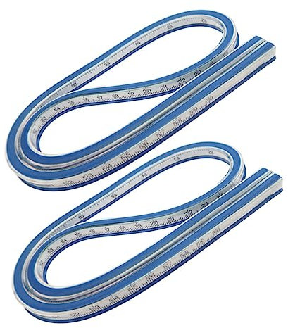 Sewroro Flexibles Kurvenlineal 2 Stück 60cm Weiches Gummimaterial Mit Metallkern Gebogenes Schneiderlineal Für Kleidung Zeichnen Und Bastelprojekte