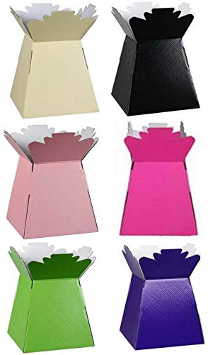 Hand-Tied Vase Florist Bouquet Boxes | Aqua Presentation & Transporter Boxes | Pack of 30 | Durable Flower & Plant Packaging | Glossy 6 Assorted Colours