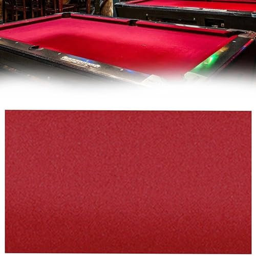 KLYDBMYT Professioneller Billardtisch-Filz, passend für Standard-Tische mit 7/8/9/11 Fuß, Dehnbarkeit, Billardtuch, Snooker, Indoor-Billardtisch, Zubehör mit 6 Kissen, Stoffstreifen, 8 Fuß, Rot