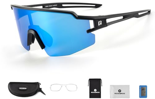 ROCKBROS Fahrradbrille Polarisiert Cycling Glasses für Männer und Frauen Sportbrille Outdoor-Sport winddicht und Sand Fahrradzubehör Radbrille Herren
