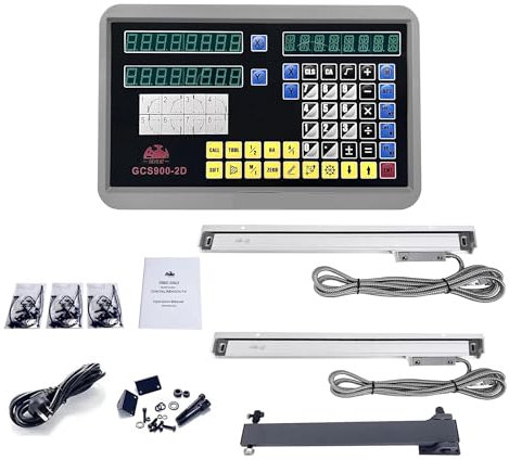 Digitale Anzeige, Hochpräzises 2-Achsen-DRO-Kit mit digitaler Anzeige und 2 linearen Skalen-Encoder-Sensor-Lineal for Fräsen und Drehen,Einfache Bedienung