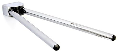 sopomarkt24 Handtuchhalter 2-Armig 45cm Messing Verchromt – Platzsparende Handtuchstange mit Schwenkarmen – Inklusive Befestigungsmaterial, Ideal für Bad, Küche & WC