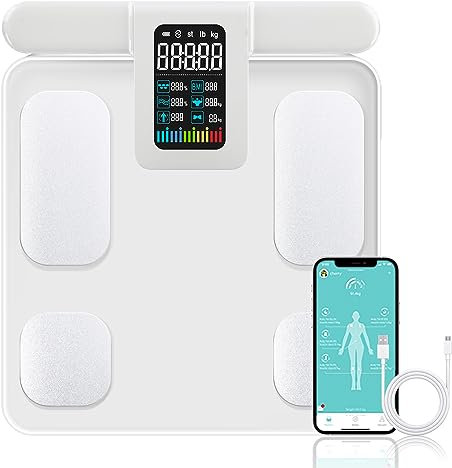 VitaeChek Digital Body Fat Scales - Bluetooth Connected Scale 8 Electrodes - High Accuracy with App Included - Body Analysis Scales for Body Fat, BMI, Muscle Mass, Protein, BMR