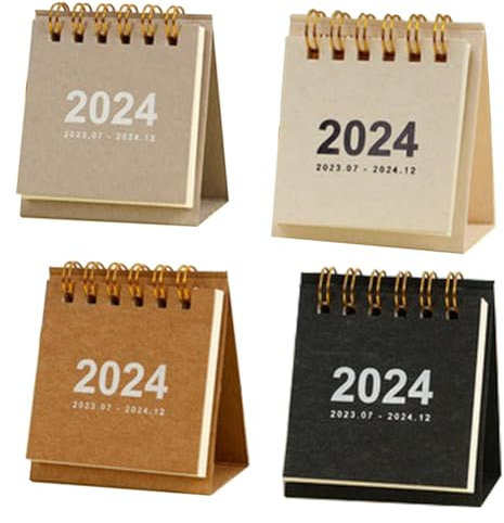 Eighosee Taschenkalender Mini-Tischkalender Hochwertige Mini-Tischkalender Von Januar 2024 Bis Dezember 2024 2,55 X 2,95 (, Schwarz,)