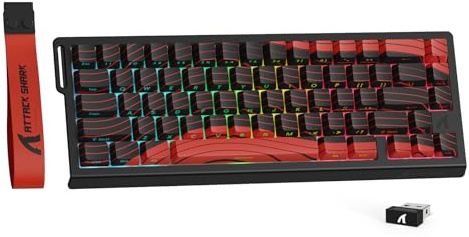 MAMBASNAKE X ATTACK SHARK X68PRO HE Trådlöst Gaming-tangentbord 65% Rapid Trigger,BT/2.4G/Trådat,Magnetisk Omkopplare 0,01mm RT,8000Hz,Justerbar Aktiveringspunkt,5000mAh,RGB,för PC/Mac-Röda Konturer