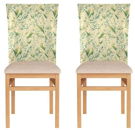 Chair Slip Covers for Hotel Set of 6 Removable Soft Comfortable Chair Covers White Campanula Flowers Fresh Style