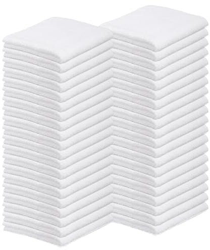Kaxtde 40 Pack Small White Hand Towels Bulk, 25 x 25 cm | Super Absorbent & Quick Drying, Reusable Cotton Face Cloth for Guest Kitchen Bathroom Hotel Cafe Gym