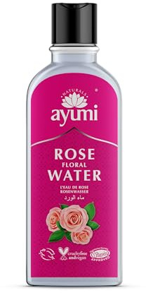 Ayumi Organic Rose Water for Face | 100% Alcohol Free Makeup Remover Cleanser | Hydrating Face Cleanser to Fade Dark Spots| Rose Water for Dry & Damaged Skincare |Rosa Damascena for Women & Men| 150ml