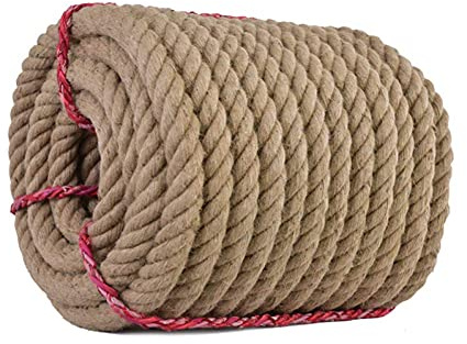 Twisted Strong Jute & Hemp Rope - for Nautical, Landscaping Railings, Hammock & Home Decor(22mm,15m)