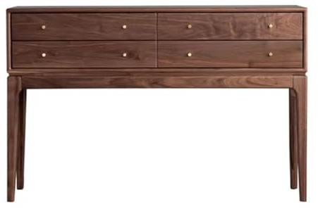 FOMWWVYS Mesa Consola, Consola de Nogal Negro, Estilo Moderno de Mediados de Siglo con 4 cajones Mesa de recibidor(L)