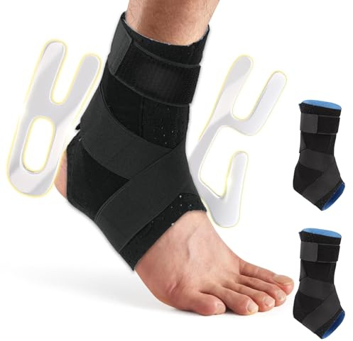 FALSKT 2PCS Tutore Caviglia Distorsione con Piastre Staccabili Laterali per Distorsione Regolabile cavigliera ortopedica per Infortuni alla Caviglia,Sport,Sinistro o Destro, Uomo e Donna L