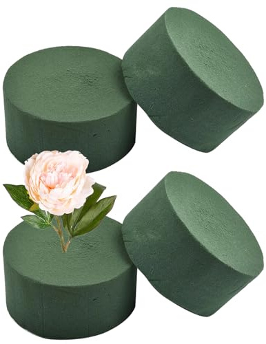 Mikiuly Floral Foam, Round Flower Foam for Fresh Flower Arrangements, for Centerpieces, Bouquets, DIY Wedding Décor, Water Absorbing Foams for Florist Supplies & Crafts, 4-Pack