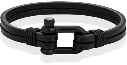 Mendes Double Leather Strap - D-Shackle Noir-19cm