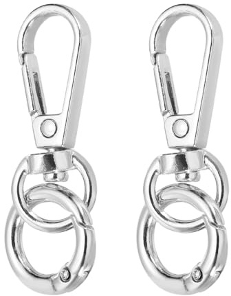 QUARKZMAN 2 Pcs Hebilla Giratoria, Gancho Presión 2 Con Anillo Resorte O Hebilla Doble Apertura Para Cadenas Llaves, Pinzas Garra Langosta Para Manualidades, Bolsos, Joyería Y, Plateado