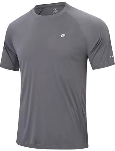 Huayuzh Simtröja Herr, kortärmad UV-skyddströja UPF 50+, rashguard, utomhussimning, sporttröja, andningsbar, surfning, vandring, mörkgrå, X-Large
