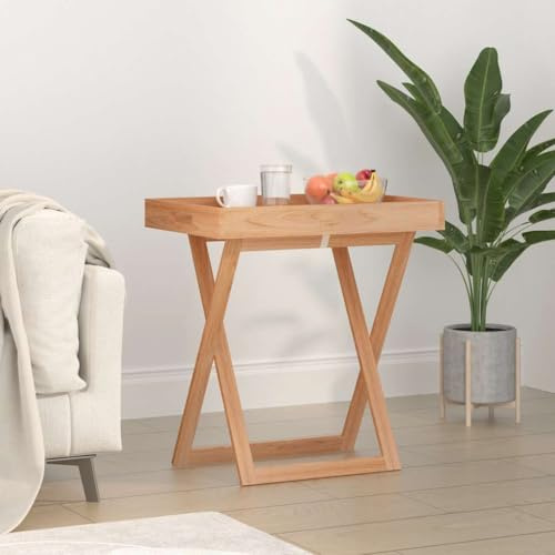 Kaloriko Mesa plegable de madera maciza de nogal, 52 x 36 x 56,5 cm, con tablero extraíble y montaje en pared, ahorra espacio y portátil, para balcón, jardín, oficina y salón