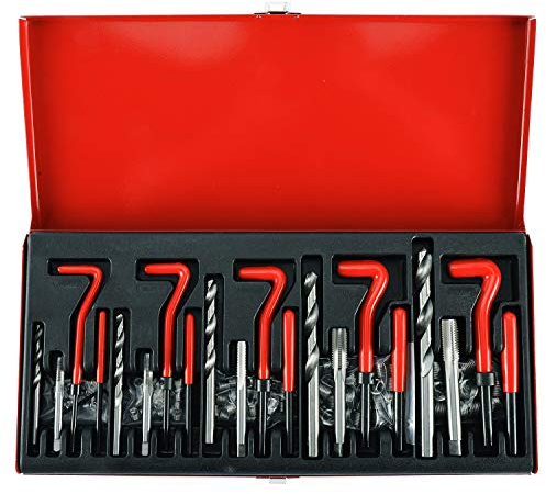 FreeTec 131tlg Gewinde Reparatur Satz Bohrer Helicoil Auto Motor M5 M6 M8 M10 M12 Gewindehülse Gewindeeinsätze Werkzeug