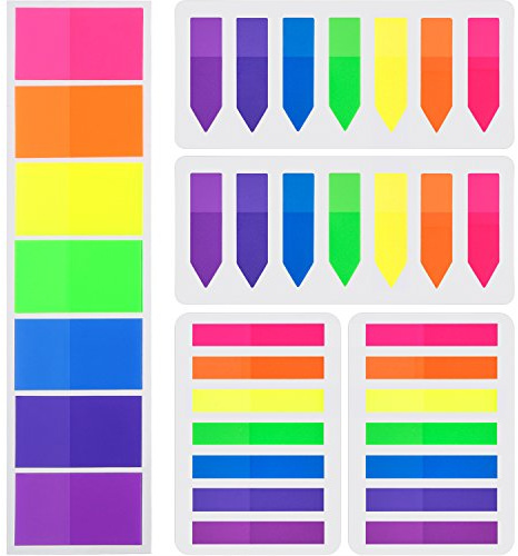 Pangda 700 Sheets Sticky Index Tabs Transparent Sticky Page Markers Flags Index Tabs Notes Tab Stickers Writable Labels Text Highlighter Strips, 3 Sizes, 5 Sets, 7 Colors