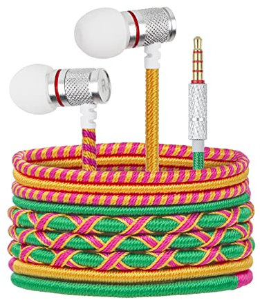 URIZONS Cuffie cablate in-ear da 3,5 mm - Auricolari con cavo intrecciato colorato da 6,0 mm con cancellazione del rumore del microfono per bambini per iPhone