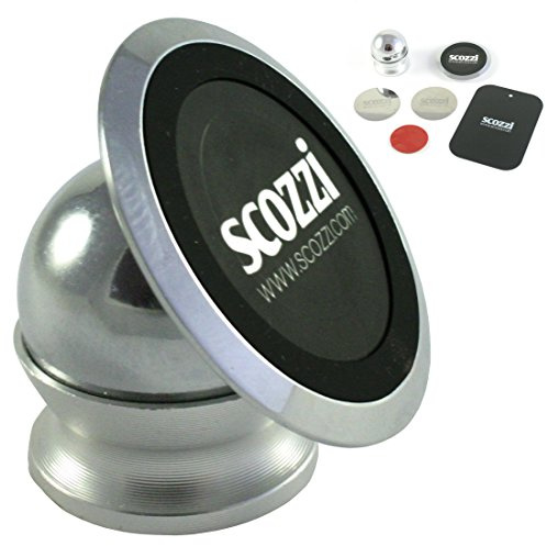 scozzi Handyhalterung Auto Magnet Armaturenbrett KFZ Handy Halterung zB kompatibel mit Samsung S26 S25 S24 S23 A56 A55 A36 A26 für iPhone 17 16 15 14 13 FE Plus Ultra Lite Pro Silber Chrome