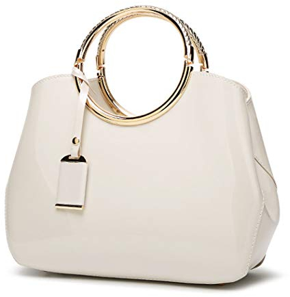 DEERWORD Damen Taschen Handtasche Frauen Elegant Tasche Henkeltasche Vintage PU-Leder 5376 1-teilig set Nicht-Gerade Weiss
