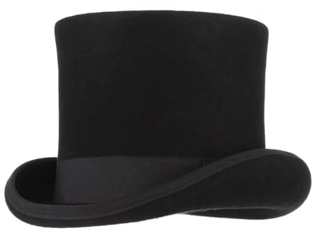 GEMVIE hattmakare för herrar, 100% ull, med satinfoder, 17 cm, svart, svart, 57 EU