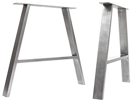 The Hairpin Leg Co. A-Frame Metal Table Legs, 71 x 78cm, Raw Steel | Desk/dining; uncoated; 75x25mm box section steel; TIG welded; 2 legs; screws, floor protectors & build guide; indoor only
