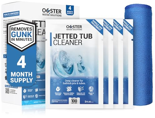 Bio Ouster Jetted Tub Cleaner Kit - Jet and Jacuzzi Tub Cleaner for Jets, Tubes, and Bathtubs - Includes Microfiber Towel - Professional Grade Formula, Made in USA (Kit)
