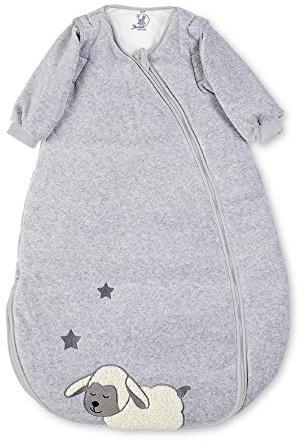 Sterntaler Schlafsack Schaf Stanley für Kleinkinder, Abnehmbare Ärmel, Wärmeregulierung, Reißverschluss, Größe: 110, Grau/Blau