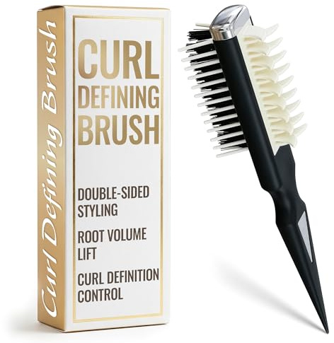 Curl Defining Brush - Curl Comb Defining with Double-Sided Hair Teasing Brush for Volume & Styling with Less Pulling - Designed for Controlled Styling, Shaping, Texture & Shine on Wet & Dry Hair Use
