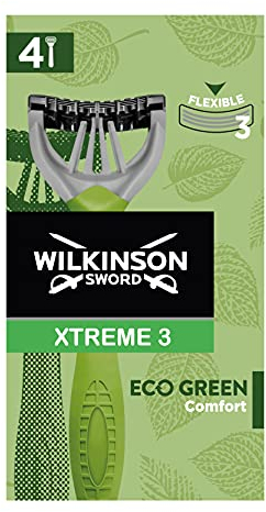 Wilkinson Sword - Xtreme 3 Eco Green X 4 - Rasoio Usa&Getta Uomo Ecosostenibile E Riciclabile - 70 Gr