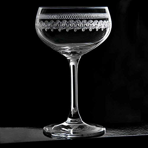Urban Bar 1910 Retro Coupe Glasses 7.4oz / 210ml - Set of 4 - Vintage Glassware, Champagne Coupes