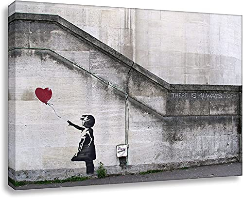 Banksy Foto auf Leinwand/Always Hope/Kunstdruck Wandbild Leinwandbild 80x60 cm (80x120 cm)