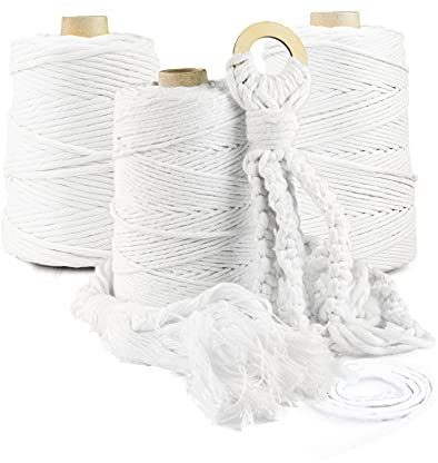 Seiletech.de Premium MAKRAMEE GARN | 100m | 5mm | Weiß | 100% Baumwolle | Kordel Natur | Baumwollgarn Baumwollseil | DIY Handwerk Dekoration