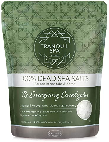 Clearwater Tranquil Spa 100% Dead Sea Salt 1KG, Bath and Hot Tub Salts, Hot Tub Fragrance, Natural Minerals, Re-Energising Eucalyptus