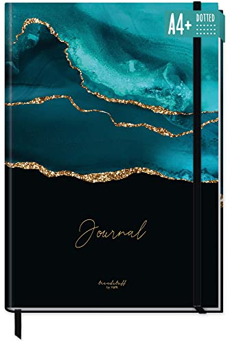paper&you® Dotted Journal A4+ mit Gummiband Shiny Teal 156 Seiten, Notizbuch gepunktet, Skizzenbuch, Tagebuch - nachhaltig & klimafreundlich