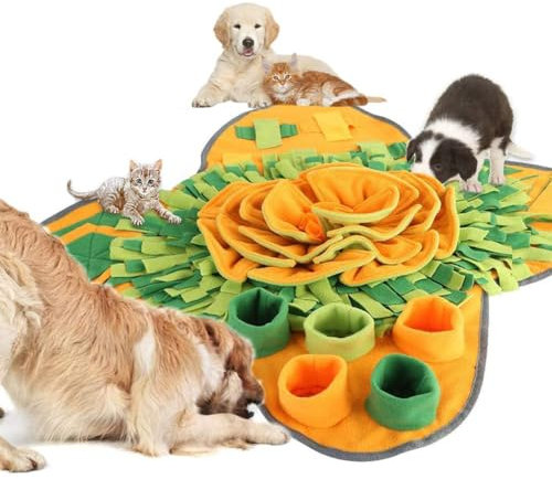Xummi Schnüffelteppich Hund, Trainieren Hunde Schnüffelteppich Waschbar, Faltbar Riechen rutschfest Schnüffelspielzeug Intelligenzspielzeug für Haustier Hunde Katzen (Orange)