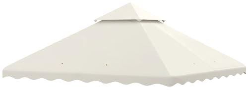 Outsunny 3 x 3 m Gazebo Canopy Replacement Covers, 2 - Tier Gazebo Roof Replacement TOP COVER ONLY, Cream White