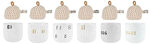 Colour-up Eierbecher 6er-Set mit unterschiedlichen Motiven und 6 Mützen - Räder Design
