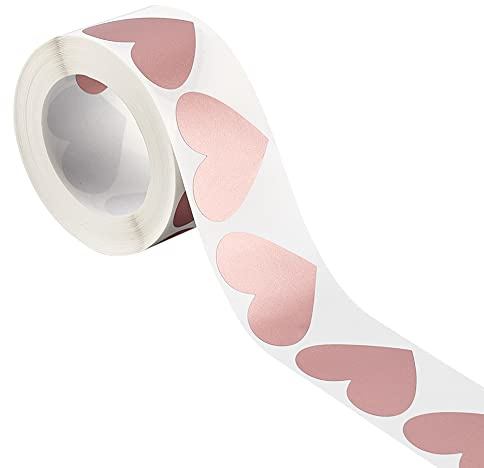 FINGERINSPIRE 300 Stück Etiketten Herz Roségold Für DIY Hochzeit 3.5 mm | 3.5 mm Etiketten, Für DIY Rubbelkarten, Rubbelaufkleber, Film Passwort Aufkleber, Kratzkarte, Für Gewinnspiele Hochzeit