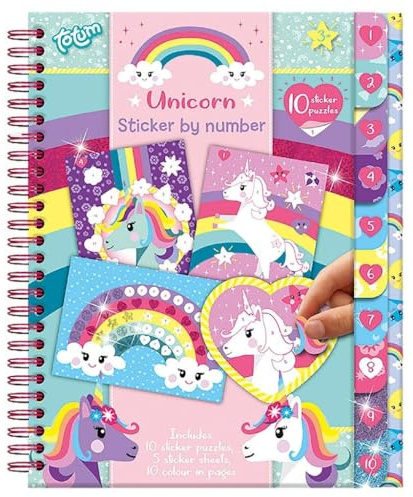 Unicorn Stick by Numbers: Colourful Unicorn Sticker Fun for Children, Fine Motor Skills & Educational Game, Colouring Templates, Children's Sticker Book