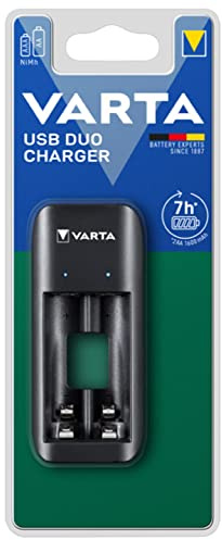 Varta 996360 Chargeur Universel 2 AA/AAA/USB Duo Chargeur Noir