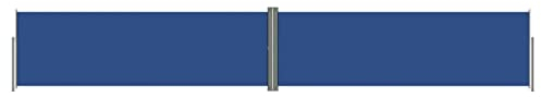 Makastle Balkon Seitenmarkise Ausziehbar Sichtschutz Windschutz Automatisch Einfahrend Seitenwandmarkise Markisenstoff mit Bodenmontage, für Balkon & Terrasse, Blau 160x1000 cm
