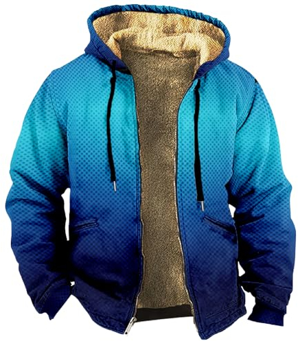 Kapuzenpullover Für Herren Wollmantel Herren Warnschutzjacke Winter Winterpullover Herren Warm Vintage 3D Druck Winterjacke Mit Kapuze Warm Outdoor Jacke Kapuzenpullover Mit Taschen (Dunkelblau, 6Xl)
