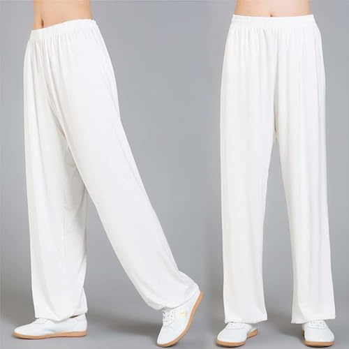 AahArya Pantaloni di Arti Marziali Tai Chi Pants Pantaloni da Allenamento Tradizionali Taiji Kung Fu Ala Chun Shaolin Pantaloni pratiche Pantaloni da Pantaloni Latte Seta Tai Chi Pants Unisex,G,XL