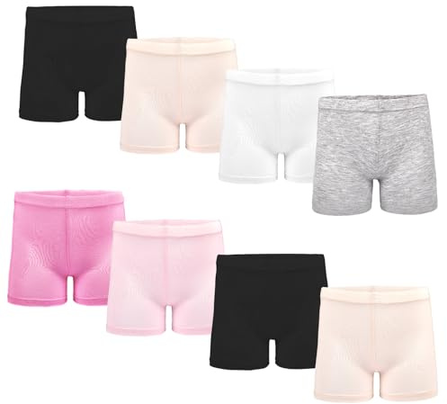 ZERULETS Girls Safety Short Dress Dance Breathable Shorts 8 Pack Kids Bike Cycling Shorts 6-8 Years - 130