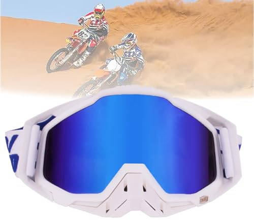 Jilskl Occhiali Motocross, Occhiali Da Cross, Maschera Motocross, Adatto Per Moto, Auto Da Corsa, Off-Road Racing, Off-Road Moto, Mountain Bike, Sci o Caschi Aperti, Bianco