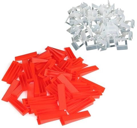 7Ton 400pcs Pack Tile Leveling System 2mm - 300 Pcs Tile Spacers Levelling Clips and 100 Pcs Reusable Wedges with Pliers - Tile Tools Set for Building Walls Floors Ceramic Stone Installation