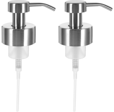 iplusmile Seifenspender Pumpkopf 2 Stück für Shampoo- und Lotionflaschen mit 44 mm Edelstahl-Gewinde – Präzise Dosierung durch integrierte Feder & individuell kürzbarer Schlauch – für Bad, Küche, Dusc