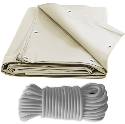 TECPLAST Pack Toile Pergola Ivoire 3x4 m + Sandow Gris 20m - Bâche Pergola XP680M2PR Garantie 15 Ans - Protection Solaire